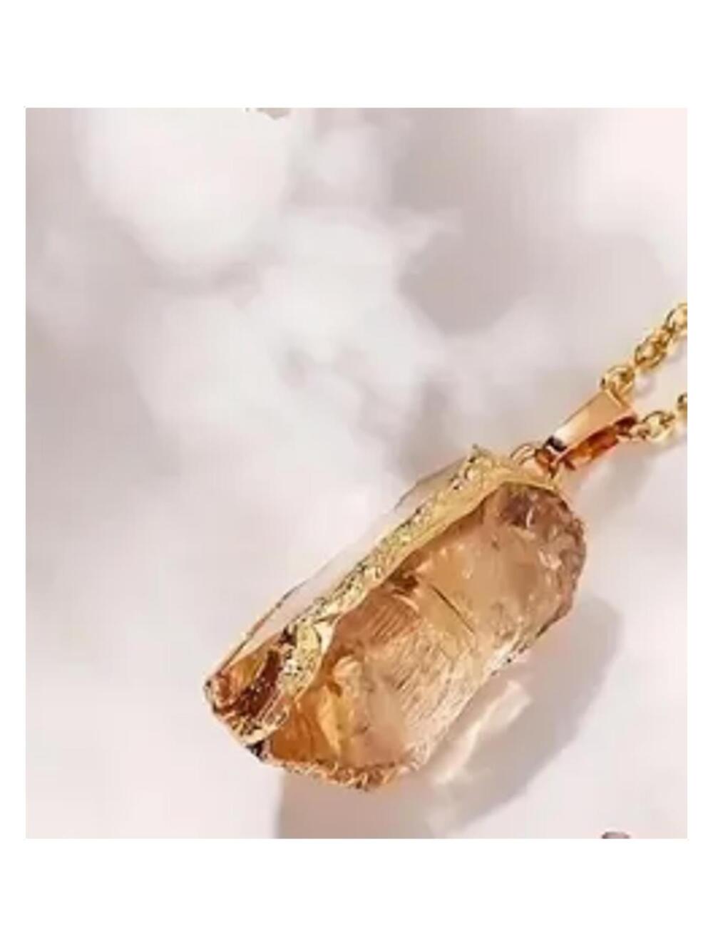 Natural irregular citrine Necklace - Gold - 18" chain